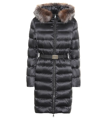 Shop Moncler Tinuv Fur-trimmed Down Coat In Black