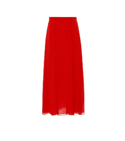 Shop Max Mara Margie Silk-chiffon Midi Skirt In Red