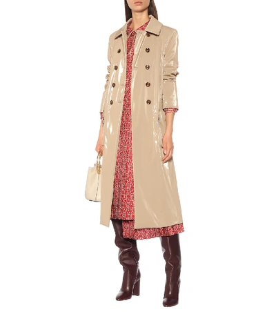 Shop Fendi Nylon Coat In Beige