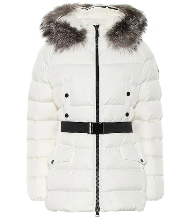 Shop Moncler Clion Quilted Fur-trimmed Down Coat In White
