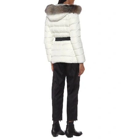 Shop Moncler Clion Quilted Fur-trimmed Down Coat In White