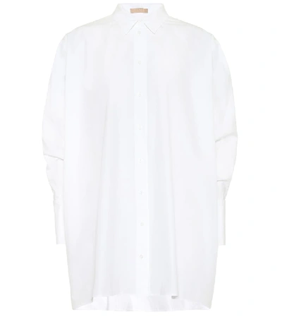 Shop Alaïa Longline Cotton Shirt In White