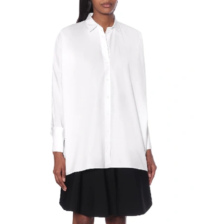 Shop Alaïa Longline Cotton Shirt In White