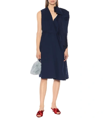 Shop Delpozo Cotton Dress In Blue