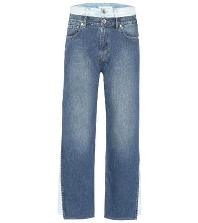 Shop Maison Margiela Layered High-rise Cropped Jeans In Blue