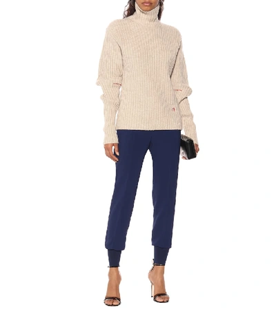 Stella Mccartney Julia High-rise Tapered Crepe Trousers In Blue
