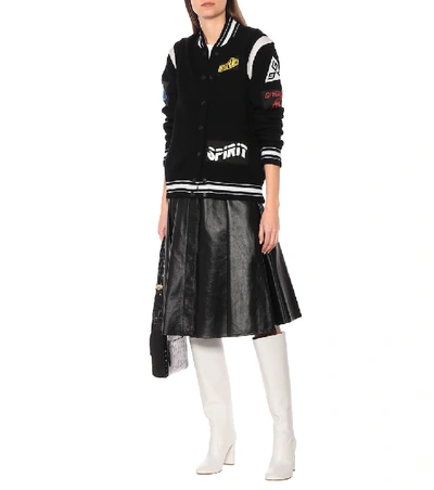 Shop Givenchy Knit Wool Varsity Jacket In Black