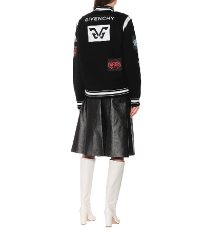 Shop Givenchy Knit Wool Varsity Jacket In Black