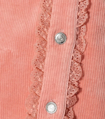 Shop Ganni Corduroy Shirt In Pink