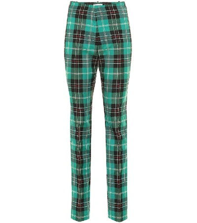 Shop Marine Serre Checked Twill Straight Pants In Green