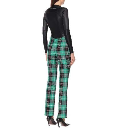 Shop Marine Serre Checked Twill Straight Pants In Green