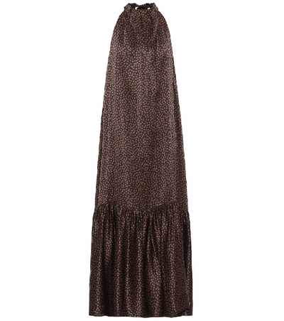 Shop Asceno Ibiza Silk Maxi Dress In Brown