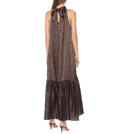 Shop Asceno Ibiza Silk Maxi Dress In Brown