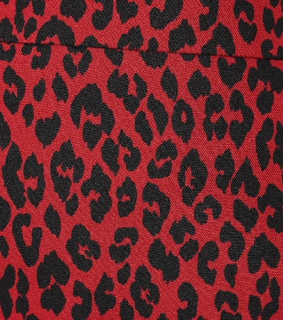 Shop Saint Laurent Leopard-print Wool Miniskirt In Red