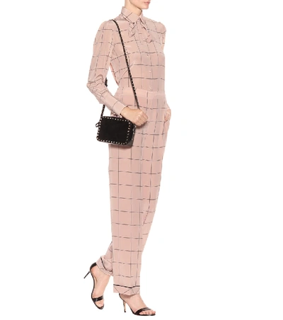 Shop Valentino Silk Printed Trousers In Pink