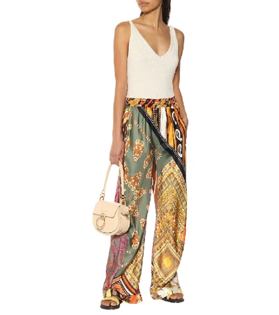 Shop Chloé Printed Silk Wide-leg Pants In Multicoloured