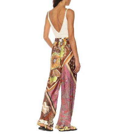 Shop Chloé Printed Silk Wide-leg Pants In Multicoloured