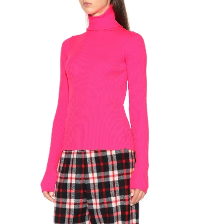 Shop Balenciaga Neon Turtleneck Sweater In Pink