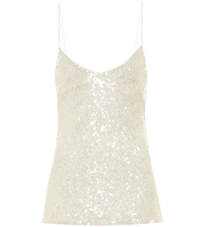 Shop Galvan Moonlight Sequined Bridal Camisole In White