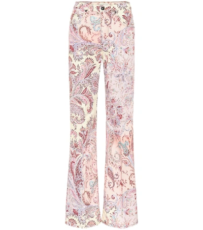 Shop Etro High-rise Printed Flare Jeans In Pink