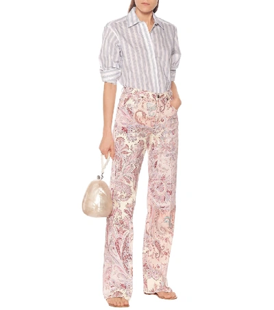 Shop Etro High-rise Printed Flare Jeans In Pink