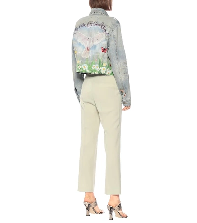 Shop Amiri Oversized Printed Denim Jacket In Blue