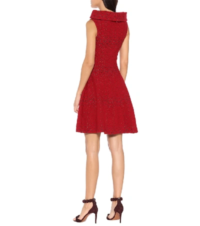 Shop Alaïa Jacquard Knit Dress In Red