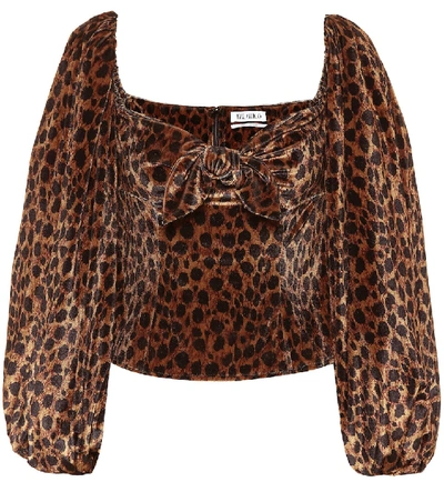 Shop Attico Leopard-print Stretch-velvet Top In Brown