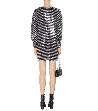 Shop Saint Laurent Embellished Dress In Silver