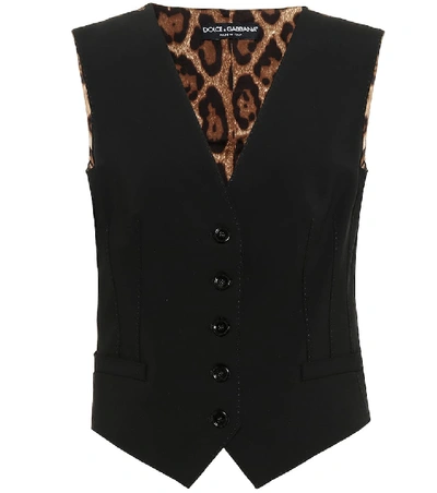 Shop Dolce & Gabbana Wool-blend Vest In Black
