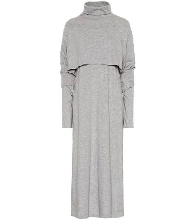 Shop Mm6 Maison Margiela Cotton-jersey Midi Dress In Grey