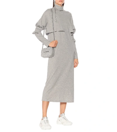 Shop Mm6 Maison Margiela Cotton-jersey Midi Dress In Grey