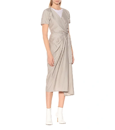 Shop Rick Owens Limo Cotton And Silk Midi Dress In Grey