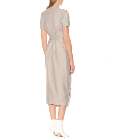 Shop Rick Owens Limo Cotton And Silk Midi Dress In Grey