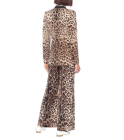 Shop Dolce & Gabbana Leopard-print Wool-blend Blazer In Brown