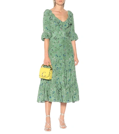 Shop Altuzarra Helden Floral Silk Midi Dress In Green