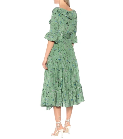 Shop Altuzarra Helden Floral Silk Midi Dress In Green