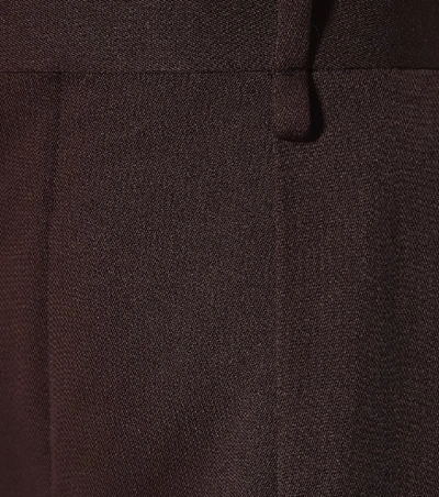 Shop Bottega Veneta High-rise Wide-leg Wool Pants In Brown