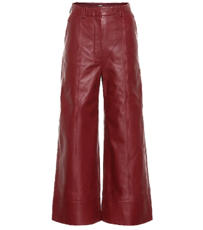 Shop Dodo Bar Or High-rise Wide-leg Leather Pants In Red
