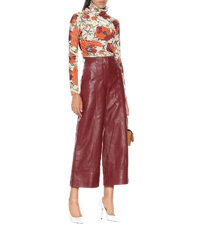 Shop Dodo Bar Or High-rise Wide-leg Leather Pants In Red