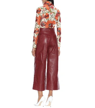 Shop Dodo Bar Or High-rise Wide-leg Leather Pants In Red