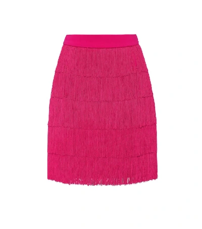 Shop Stella Mccartney Fringed Crêpe Miniskirt In Pink