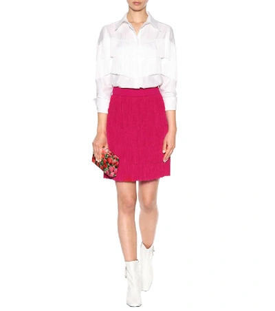 Shop Stella Mccartney Fringed Crêpe Miniskirt In Pink