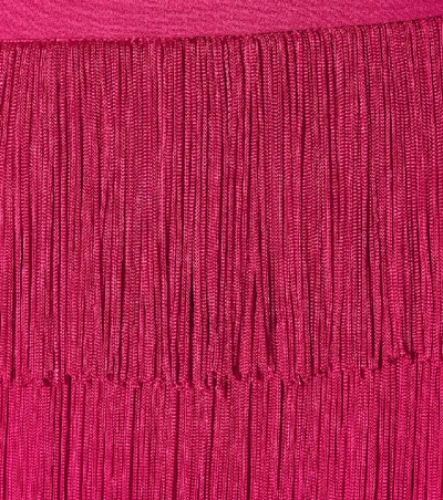 Shop Stella Mccartney Fringed Crêpe Miniskirt In Pink