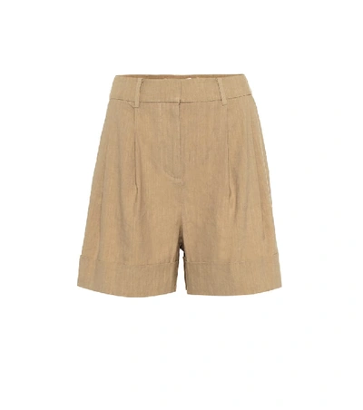 Shop Diane Von Furstenberg Shiana Linen-blend Shorts In Beige