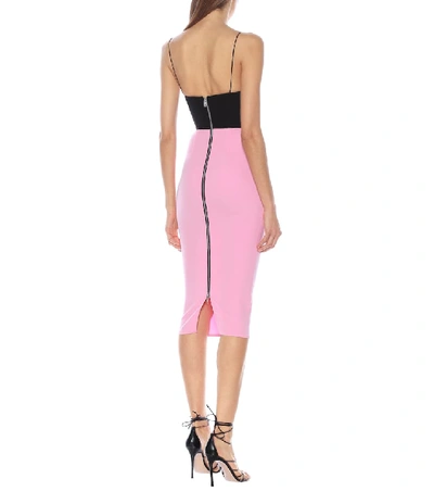 Shop Alex Perry Lee Stretch-crêpe Midi Dress In Pink