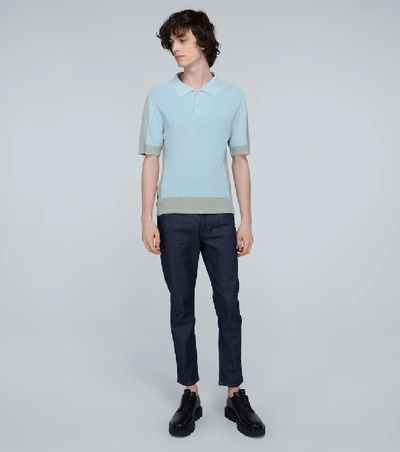 Shop Jacquemus Le Polo En Maille Knitted Polo In Blue