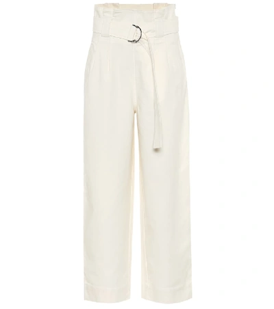 Shop Ganni High-rise Straight Pants In White