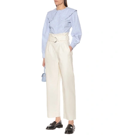 Shop Ganni High-rise Straight Pants In White