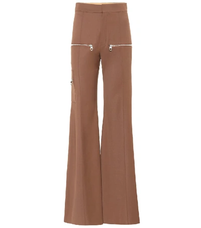 Shop Chloé Stretch-wool Flared Pants In Brown